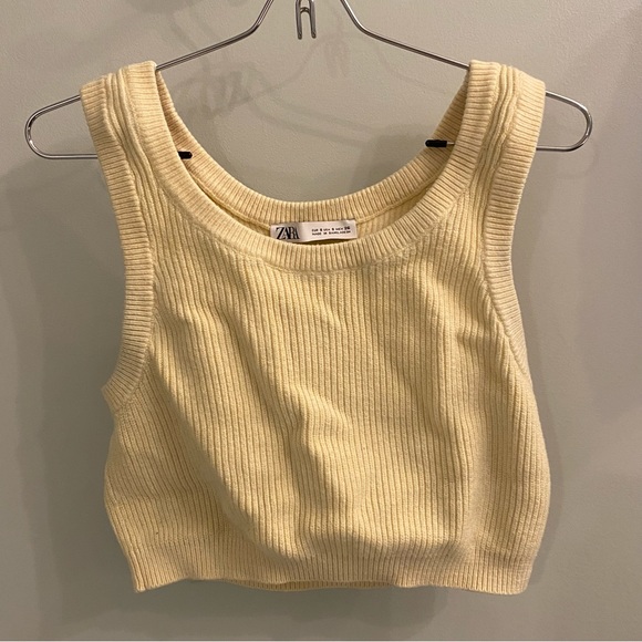 ZARA Small Yellow Cropped Sweater Vest/Tank - Picture 3 of 6